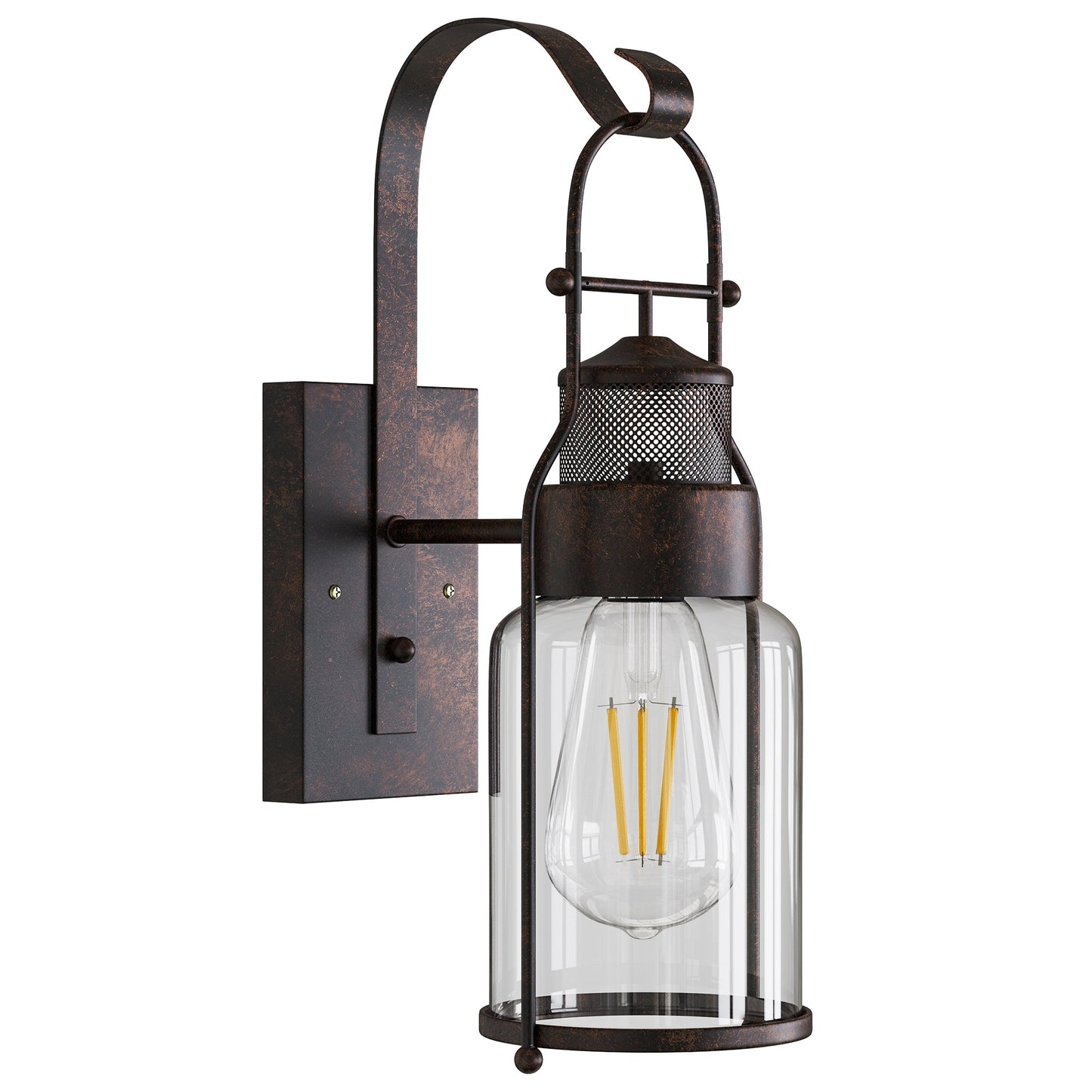 1 Light 19.3 ¡°H Black Wall Lamp with Clear Glass Cylindrical Shape£¬Industrial style for Corridor, Living room, Bedroom, Study room, Hallway, Cafe, Bar and Kitchen