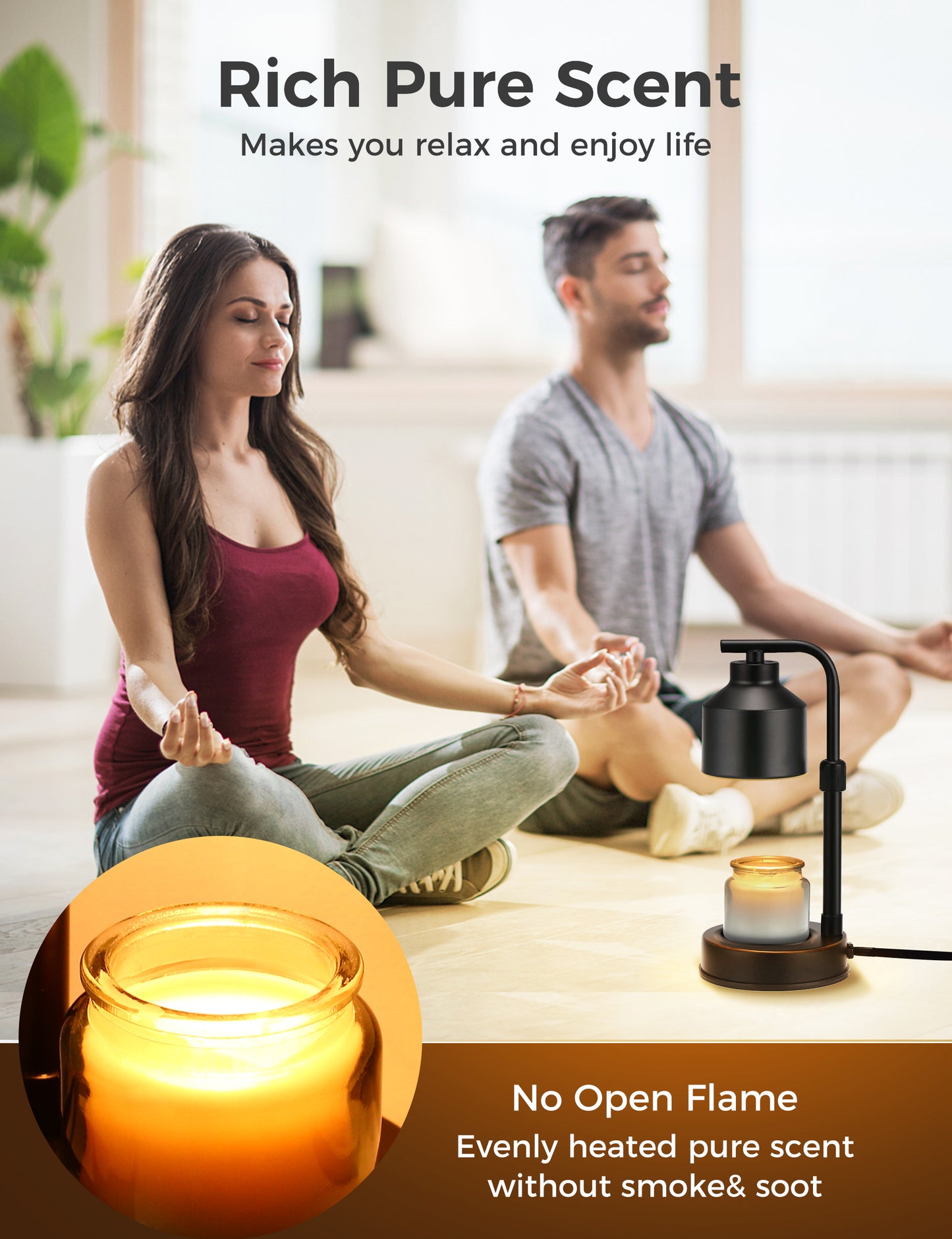 DORESshop Dimmable Candle Warmer Lamp, Electric Candle Lamp Warmer with Adjustable Height & Heat, Compatible with Jar Candles, Candle Warmer Lamps Scented Wax for Home Decor and Delicate Gift