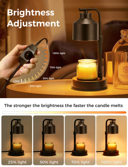 DORESshop Dimmable Candle Warmer Lamp, Electric Candle Lamp Warmer with Adjustable Height & Heat, Compatible with Jar Candles, Candle Warmer Lamps Scented Wax for Home Decor and Delicate Gift