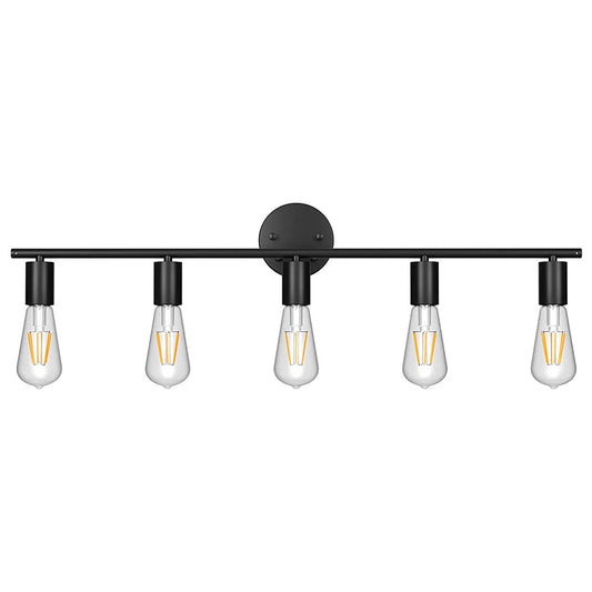Vanity Wall Sconce Lighting, Vintage Rustic Bathroom Vanity Light Fixtures Over Mirror for Bathroom Cabinets Dressing Table,5 Light Black