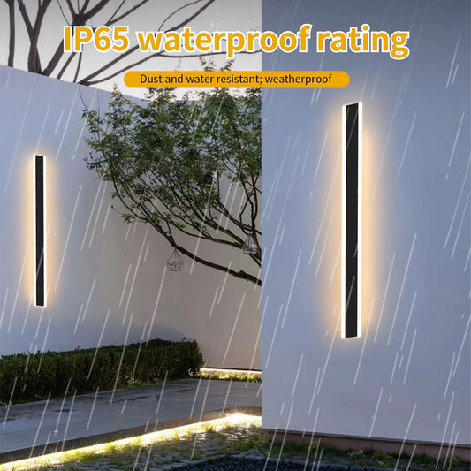 39inches 20W 1-Light Linear Outdoor Modern LED Wall Light, Waterproof IP67 Warm White 110V led Wall Mount Lighting Fixture, Rectangular Black Long Strip Exterior House Lights for Porch