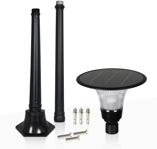 1-Light Outdoor Solar Lamp Post Lights,Dimmable Solar Powered Vintage Street Light with Dusk to Dawn, Remote Control, for Garden, Lawn, Pathway, Driveway, Front/Back Door