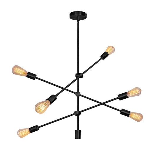Contemporary Chandelier Lighting Fixture 6-Light Brush Paint Finish Mid-Century Pendant Lighting for Dining Room Bedroom Kitchen Living Room